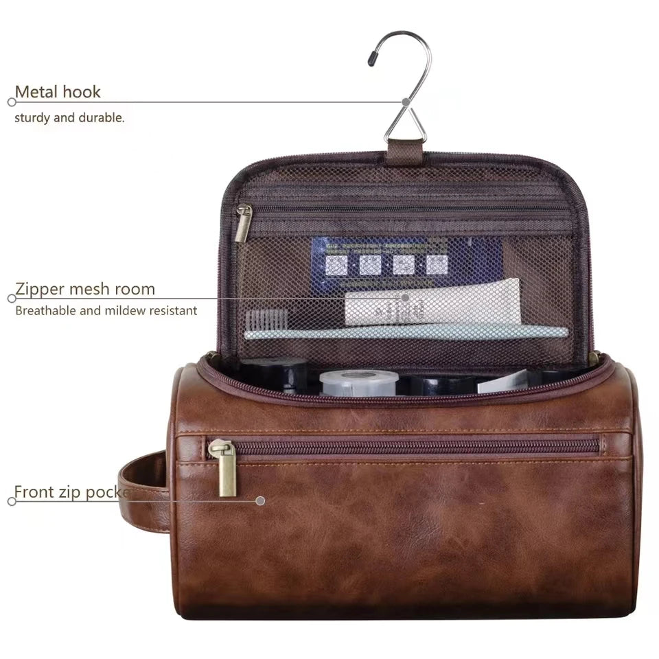 Leather Hanging Toiletry Bag
